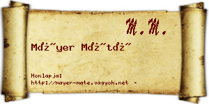 Máyer Máté névjegykártya